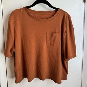 a new day Burnt orange women’s front pocket crop top cotton short sleeve t-shirt